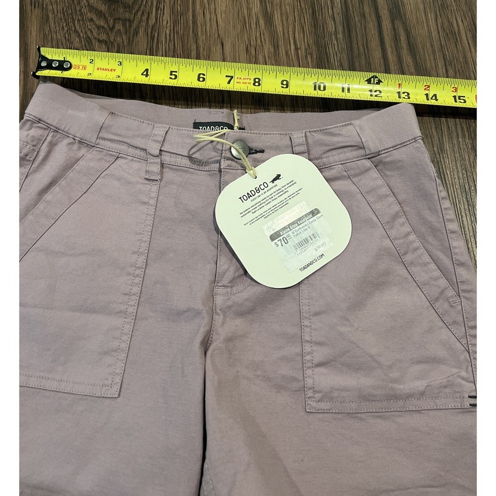 Toad & Co Womens Earthworks Camp Feded Lilac Short Size 0 Organic Cotton Blend - Picture 7 of 9
